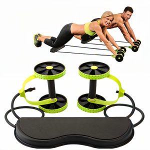 AB Wheel Roller Elastic Pull Rope Dobule Wheels Abdominal Trainer