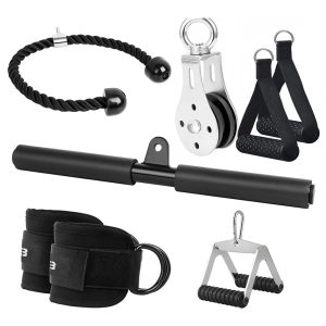 Gym Cable Machine Attachments Lat Pull Down Rope Pully Tricep Fitness Equipment